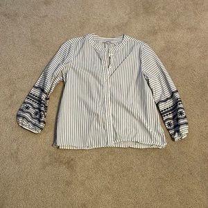 Madewell Striped Blouse with Embroidered Sleeves